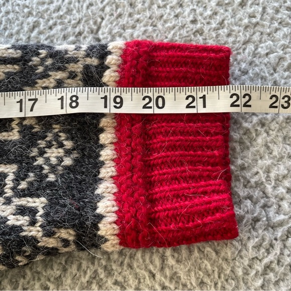 VTG Eddie Baure Sweater Womens‎ M Red Mulit Color Button Wool Alpaca Holida - Picture 11 of 11